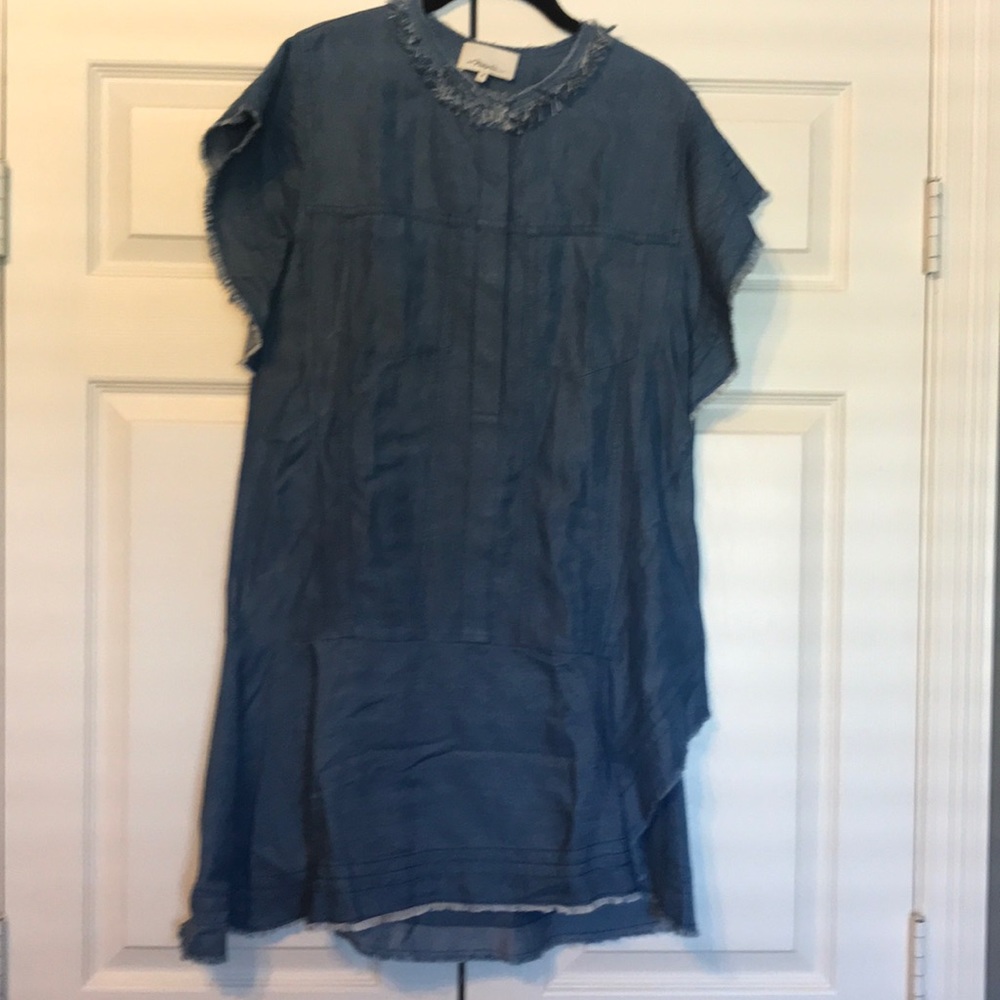 Phillip Lim Chambray Asymmetrical Drop-Waist Dress